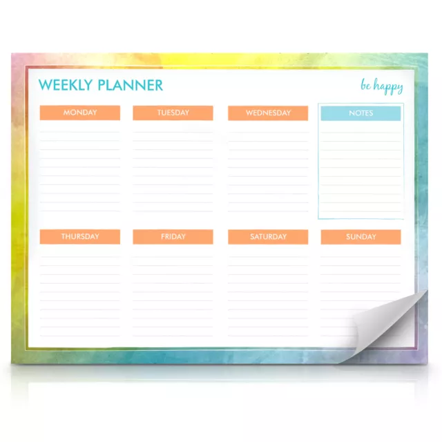 Weekly Planner Pad Daily To Do Food Meal List Organiser 52 Tear Off Sheets Notes