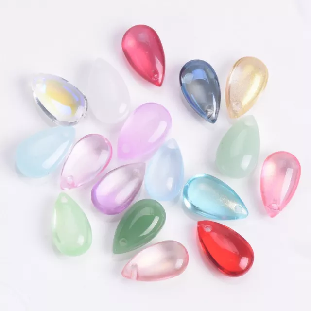 10pcs Teardrop 14x8mm Lampwork Crystal Glass Loose Top Drilled Pendants Beads