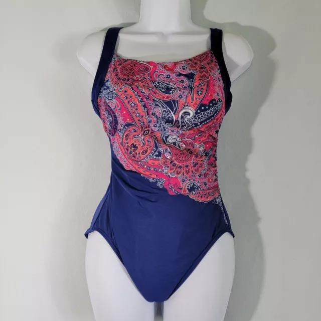 Miraclesuit AMICI Blue Paisley One-Piece Swimsuit Sz 6 Pool Beachy Resortwear