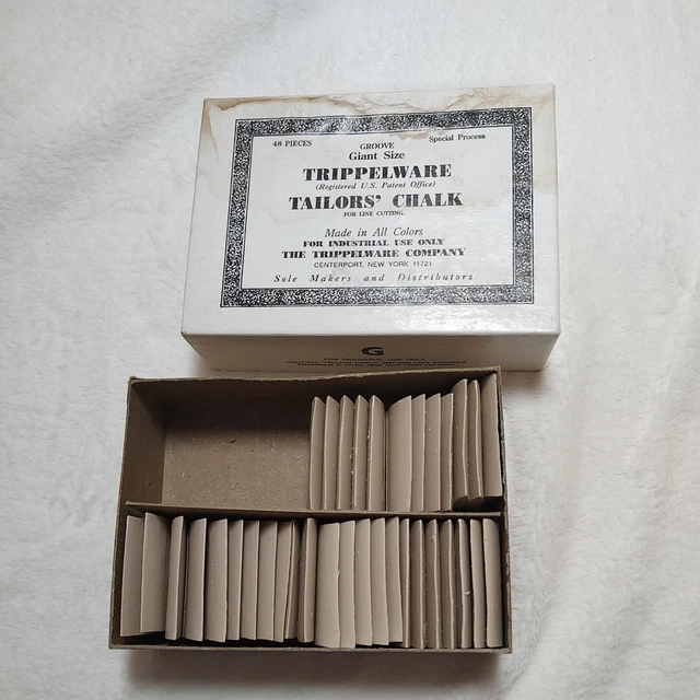RARO Lote de 35 Piezas TRIPPELWARE Sastres Tamaño Gigante Tiza Caja Parcial Blanco