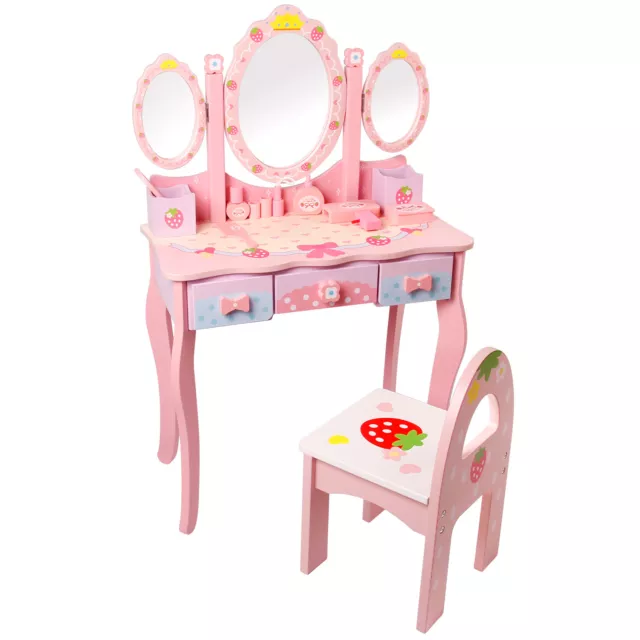 Tavolo da trucco bambini legno ragazze specchio sgabello tavolo trucco tavolo cosmetico