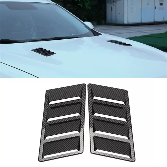 2x Universal Car Hood Bonnet Vent Air Flow Intake Scoop Covers Carbon Fiber Look