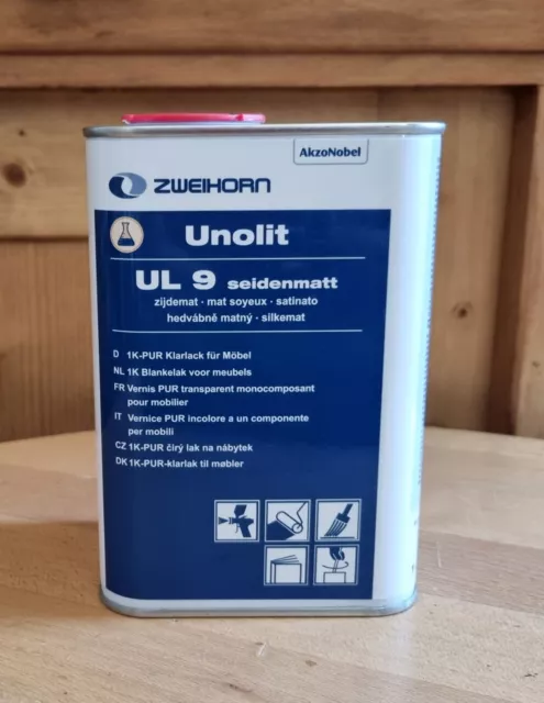 Unolit UL-9 von Zweihorn Möbellack PU Polyurethan-Lack seidenmatt - 1 Liter