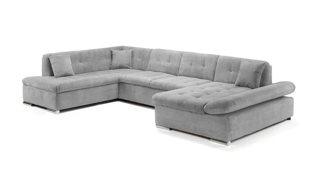 CORNER SOFA BED U Shape with Storage Grey Fabric Honeypot Bergen
