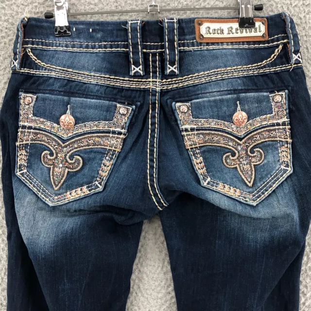 Rock Revival Jeans Womens 26 Vaness Blue Dark Wash Skinny Embellished Sequins