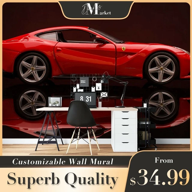 RACE CAR VEHICLE Super Car Red 3D Wall Mural Bedroom Designer Wallpaper