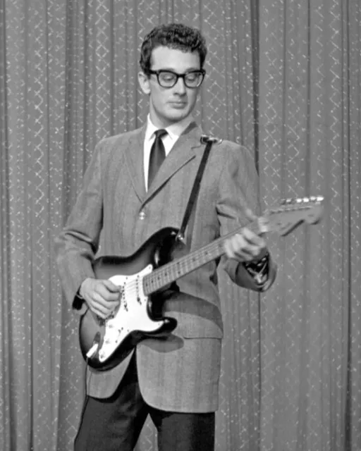 Famous Singer BUDDY HOLLY Glossy 8x10 Photo Rock and Roll Print Guitarist Poster