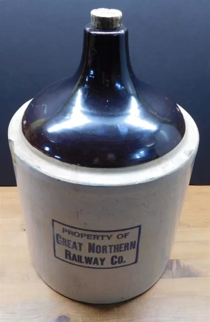 Great Northern Railroad Two Gallon Jug 14 Inches Tall, 9 Inches Across