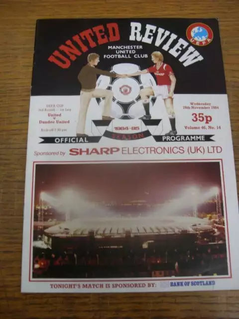 28/11/1984 Manchester United v Dundee United [UEFA Cup] [Token: Blank] (folded)