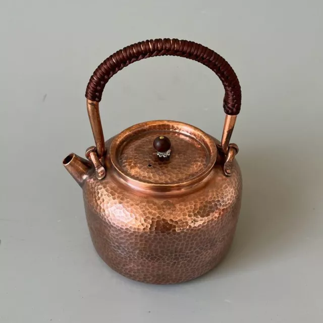 Pure Copper Water Kettle Induction Cook Retro Teapot Thick Handmade Lid Handle