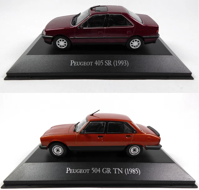 Lot de 2 Peugeot 405 SR + 504 GR 1/43 Voiture Miniature Diecast Model Car LAQV1