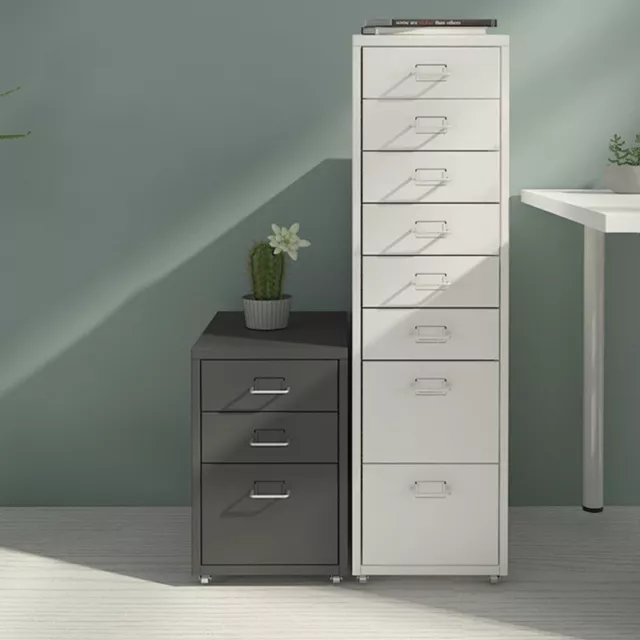 Office Home Metal Filing Cabinet Cupboard on Castors Cabinet 3-10 Drawer Storage