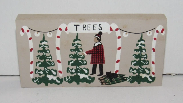 The Cat's Meow Wood Village Hand Painted Christmas Tree Farm Faline Shelf Sitter
