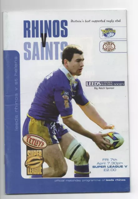 Leeds Rhinos Vintage Programme 2000 (v St Helens)