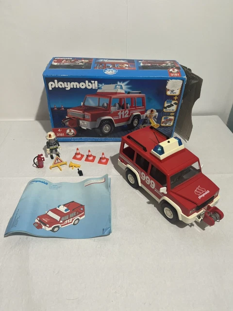 PLAYMOBIL GEOBRA 3181 Fire Lead Rescue Truck Car Boxed Complete