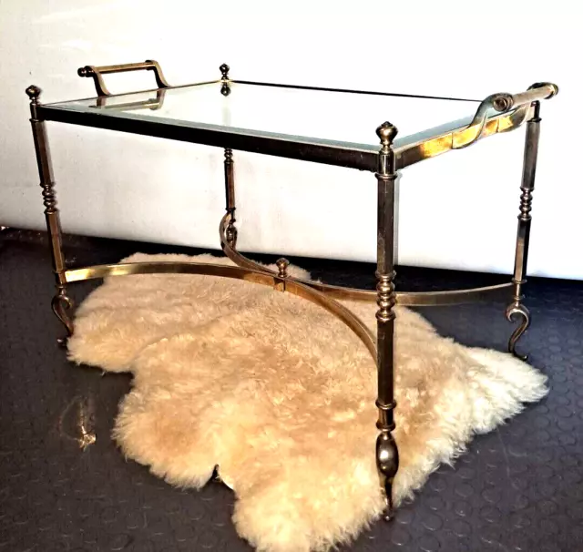 Brass & Glass Top Regency Style Coffee Cocktail butler Table LaBarge style