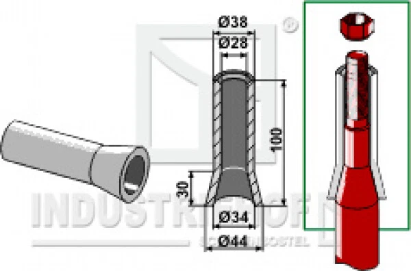 18100-10 Einschweißbuchse 100 mm für Frontlader - Silo- und Greiferzinken