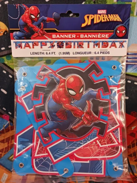 Spider-man Happy Birthday Banner 6.4 Ft. New In Original Packaging
