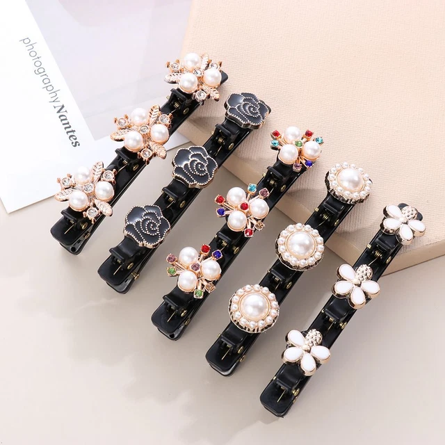 Bandes Clip Pinces à cheveux Boutons Strass Épingles à cheveux double couche