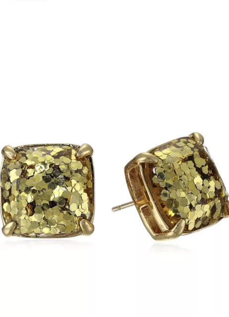 Kate Spade Square Opal Glitter Stud Earrings - Brand New The Color Gold Glitter