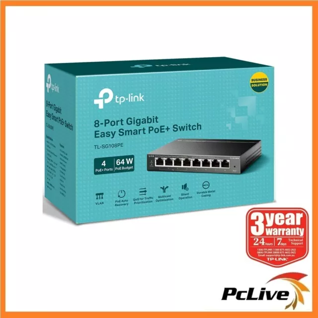 NEW TP-Link TL-SG108PE V5 8-Port Gigabit Easy Smart Switch 4-Port PoE+ 1000Mbps