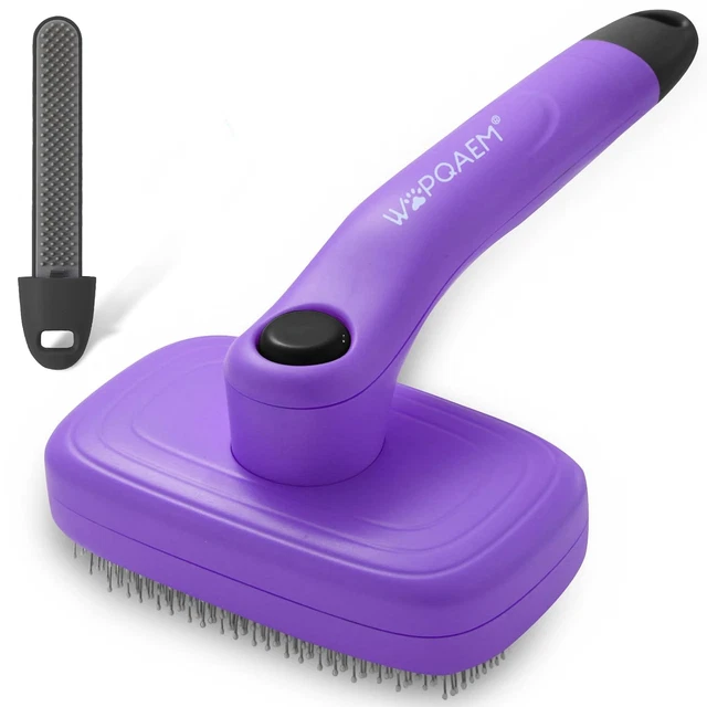 WOPQAEM Self Cleaning Slicker Brush for Shedding Short & Long Haired Dogs & Cats