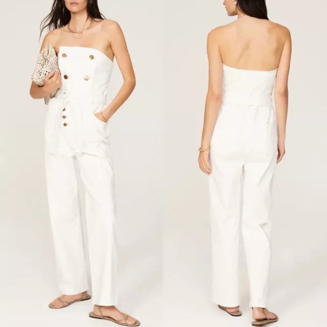 MARISSA WEBB Collective Strapless Jumpsuit Womens 6 Off White Twill Button Front