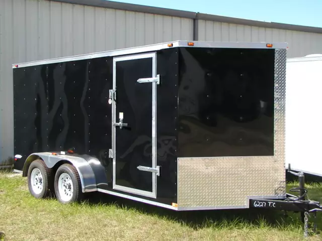 NEW 2024 7x16 7 x 16 VNose Enclosed Cargo Trailer w/Ramp