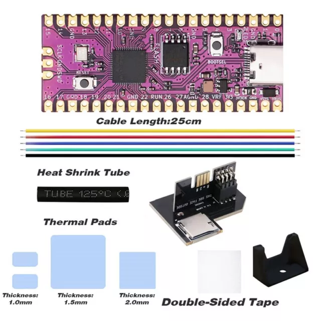 For Raspberry Picoboot Board Kit+SD2SP2 PRO RP2040 Dual-Core 264KB SRAM+16M H3P2