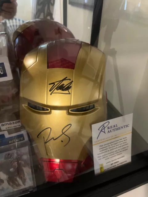 Stan Lee Robert Downey Junior Signed Ironman Hemet with COA