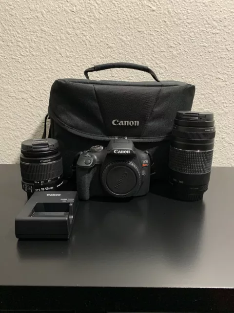 Cámara digital Canon EOS Rebel T7 24,1 MP - negra (Kit con 18-55 mm y 75-300 mm