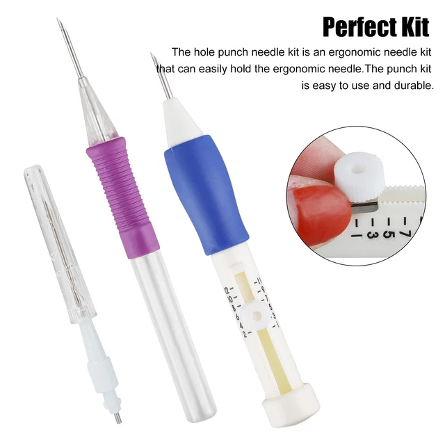 DIY PUNCH NEEDLE Magic Embroidery Pen Set Stitching Thread Tool Sewing ...