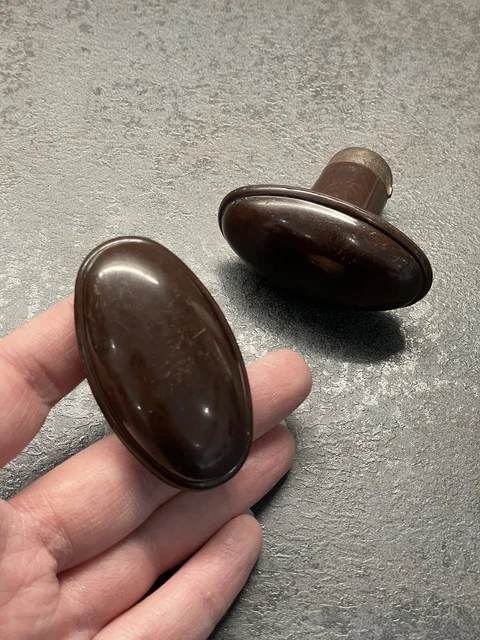 lot 2 Poignées De Porte Boutons De Porte Olive anciennes en Bakélite