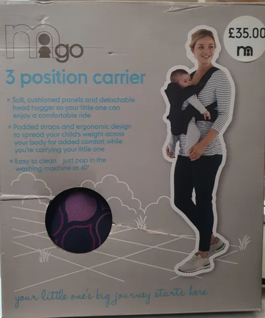 Mother Care Baby 3 position Carrier purple & Black RRP £35 Used Once in box