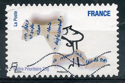 TIMBRE FRANCE AUTOADHESIF OBLITERE // SOURIRES DESSINS DE SERGE BLOCH N° 474 