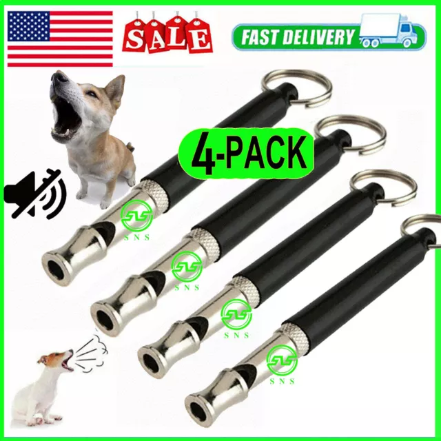 4pcs Dog Training WHISTLE UltraSonic Obedience Stop Barking Pet Sound PitchBlack