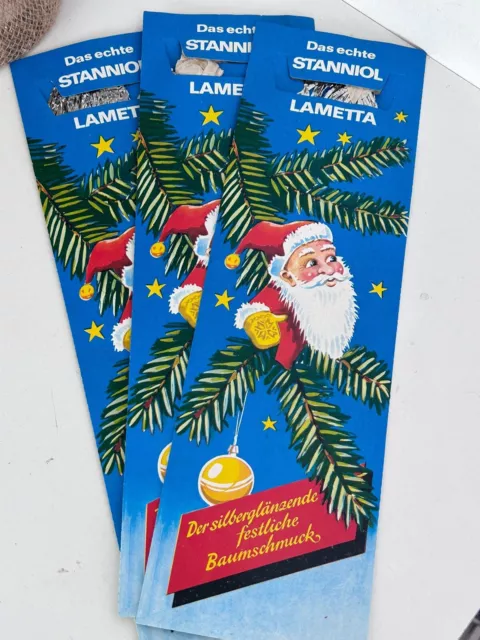 3 x Stanniol Lametta Weihnachtsschmuck Christbaum Silber 2041/23