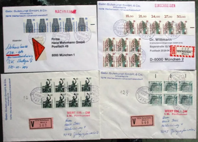 Berlin DS SWK 20, 30, 33, 50, 60, 80 Pfg. je als MEF auf Briefen