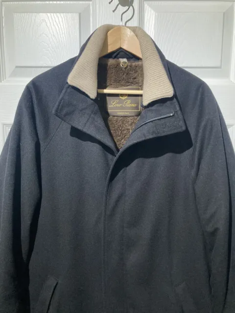$12,500 LORO PIANA Icer Coat - Cashmere / Castorino Beaver Nutria Fur - Black L