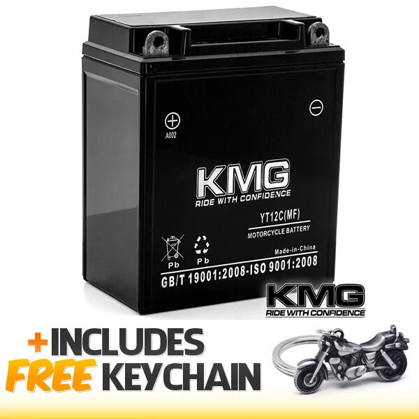 YT12C Sealed Maintenance Free Battery 12V SMF KMG+Cruiser Keychain