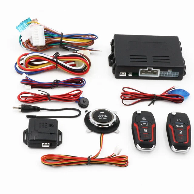 Car Keyless Entry Engine Start Stop Alarm System Push Button Remote Control Kit