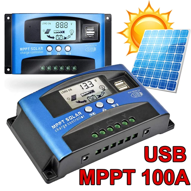 Solar Laderegler 12V-24V 100A MPPT Solar Photovoltaik Laderegler Daul USB Regler