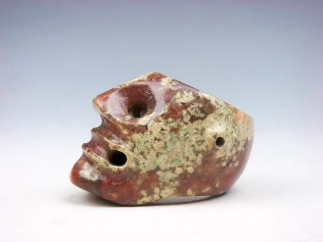Old Nephrite Jade Stone Carved Sculpture Ancient Warrior Skull #08242307