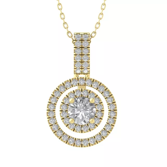 14K Yellow Gold Lab Grown Diamond Fashion Necklace 18" Silver Cable Chain