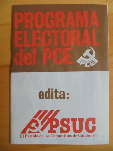 Folleto Propaganda Politica Programa Electoral del PCE-PSUC.1977