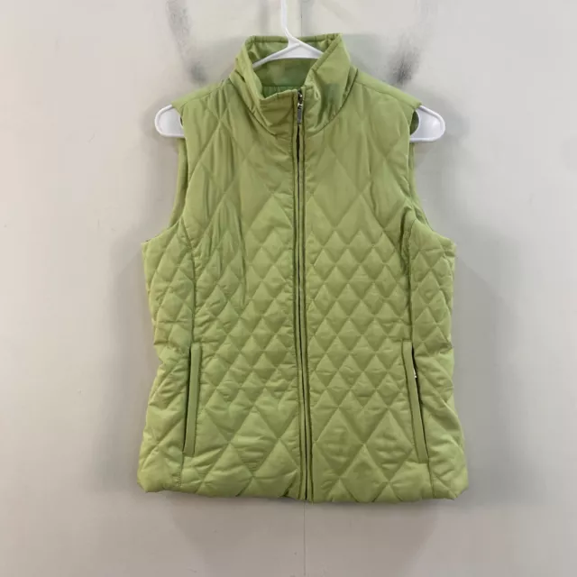 Coldwater Creek Womens XS Vest Top Green Quilted Zip Pockets Sleeveless