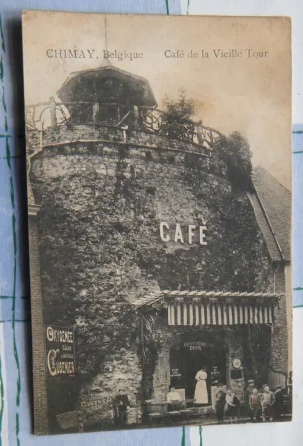 alte AK Cafe de la Vieille Tour Chimay Belique Belgien 1917 Personen Kaffee