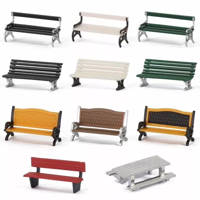 12pcs HO Gauge 1:87 Platform Park Model Benches Street Garden Station Seat Chair