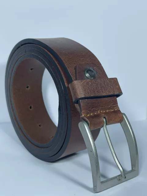 Men's Brown Leather Belt Made with Full Grain Buffalo Leather Ideal for Dress UK