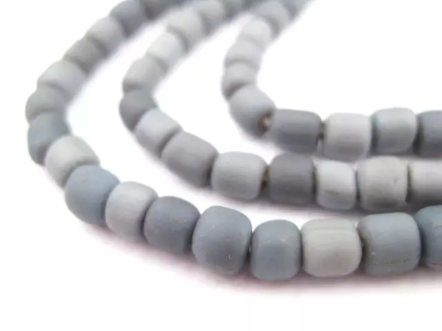 Grey Java Glass Beads 5mm Indonesia Cylinder 24 Inch Strand